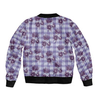 Purple Palaka Hawaii Bomber Jacket Hawaiian Lehua Blossoms LT05 - Polynesian Pride