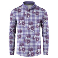 Purple Palaka Hawaii Button Sweatshirt Hawaiian Lehua Blossoms LT05 Purple - Polynesian Pride