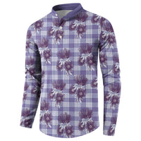 Purple Palaka Hawaii Button Sweatshirt Hawaiian Lehua Blossoms LT05 - Polynesian Pride