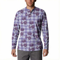 Purple Palaka Hawaii Button Sweatshirt Hawaiian Lehua Blossoms LT05 - Polynesian Pride