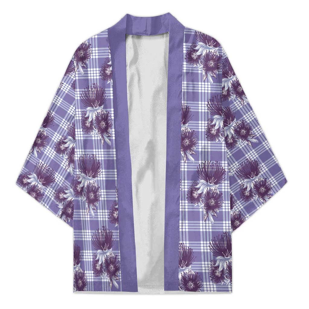 Purple Palaka Hawaii Kimono Hawaiian Lehua Blossoms LT05 Unisex Purple - Polynesian Pride
