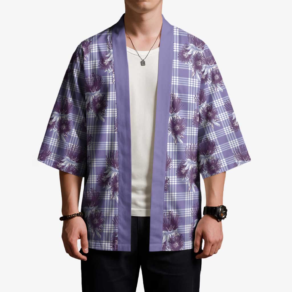 Purple Palaka Hawaii Kimono Hawaiian Lehua Blossoms LT05 - Polynesian Pride