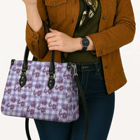 Purple Palaka Hawaii Leather Bag Hawaiian Lehua Blossoms LT05 - Polynesian Pride