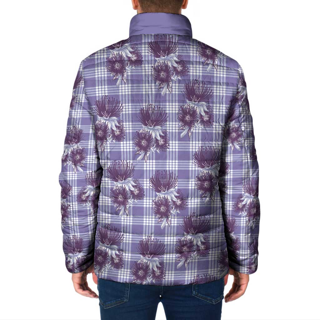 Purple Palaka Hawaii Padded Jacket Hawaiian Lehua Blossoms LT05 - Polynesian Pride