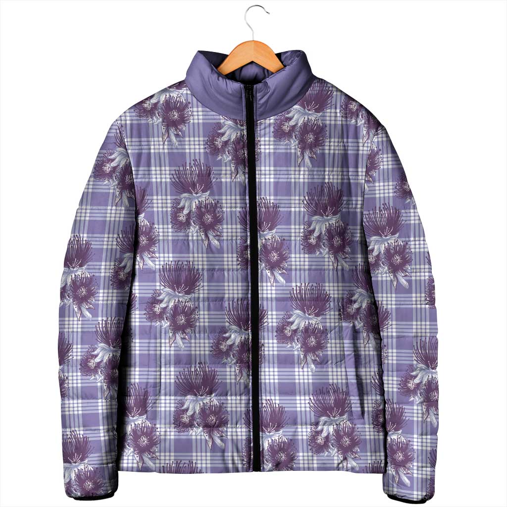 Purple Palaka Hawaii Padded Jacket Hawaiian Lehua Blossoms LT05 - Polynesian Pride