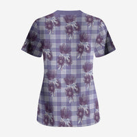 Purple Palaka Hawaii Scrub Top Hawaiian Lehua Blossoms LT05 - Polynesian Pride