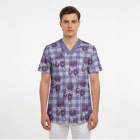 Purple Palaka Hawaii Scrub Top Hawaiian Lehua Blossoms LT05 - Polynesian Pride