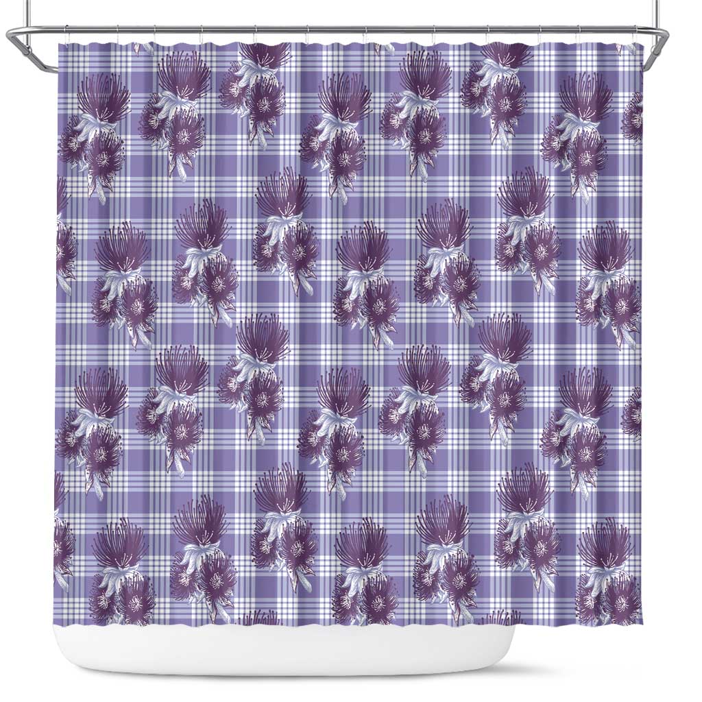 Purple Palaka Hawaii Shower Curtain Hawaiian Lehua Blossoms LT05 Purple - Polynesian Pride
