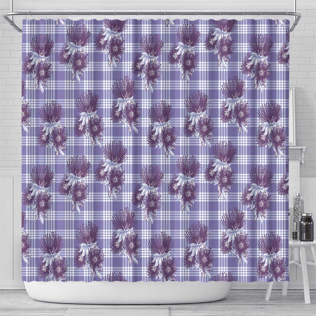 Purple Palaka Hawaii Shower Curtain Hawaiian Lehua Blossoms LT05 - Polynesian Pride