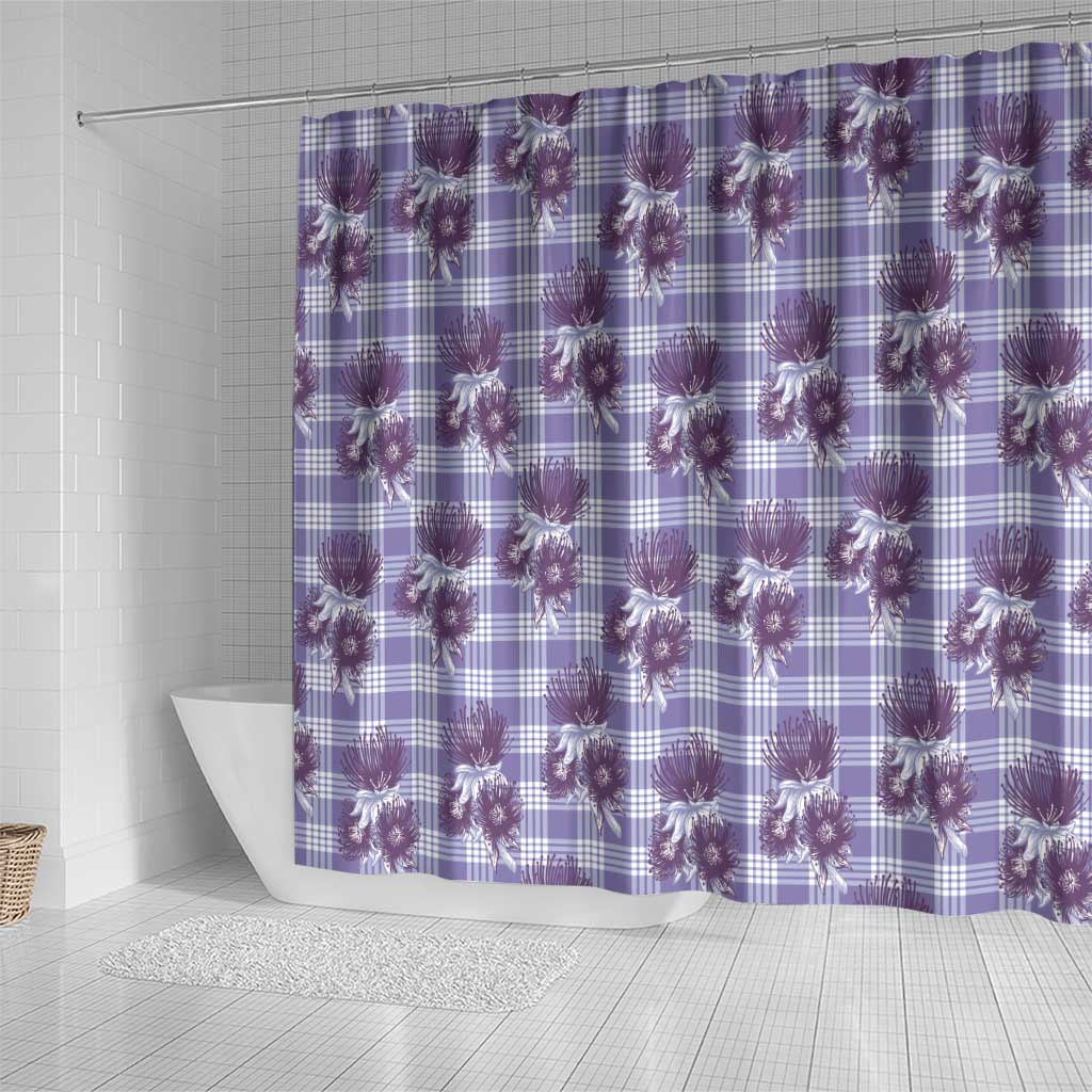 Purple Palaka Hawaii Shower Curtain Hawaiian Lehua Blossoms LT05 - Polynesian Pride