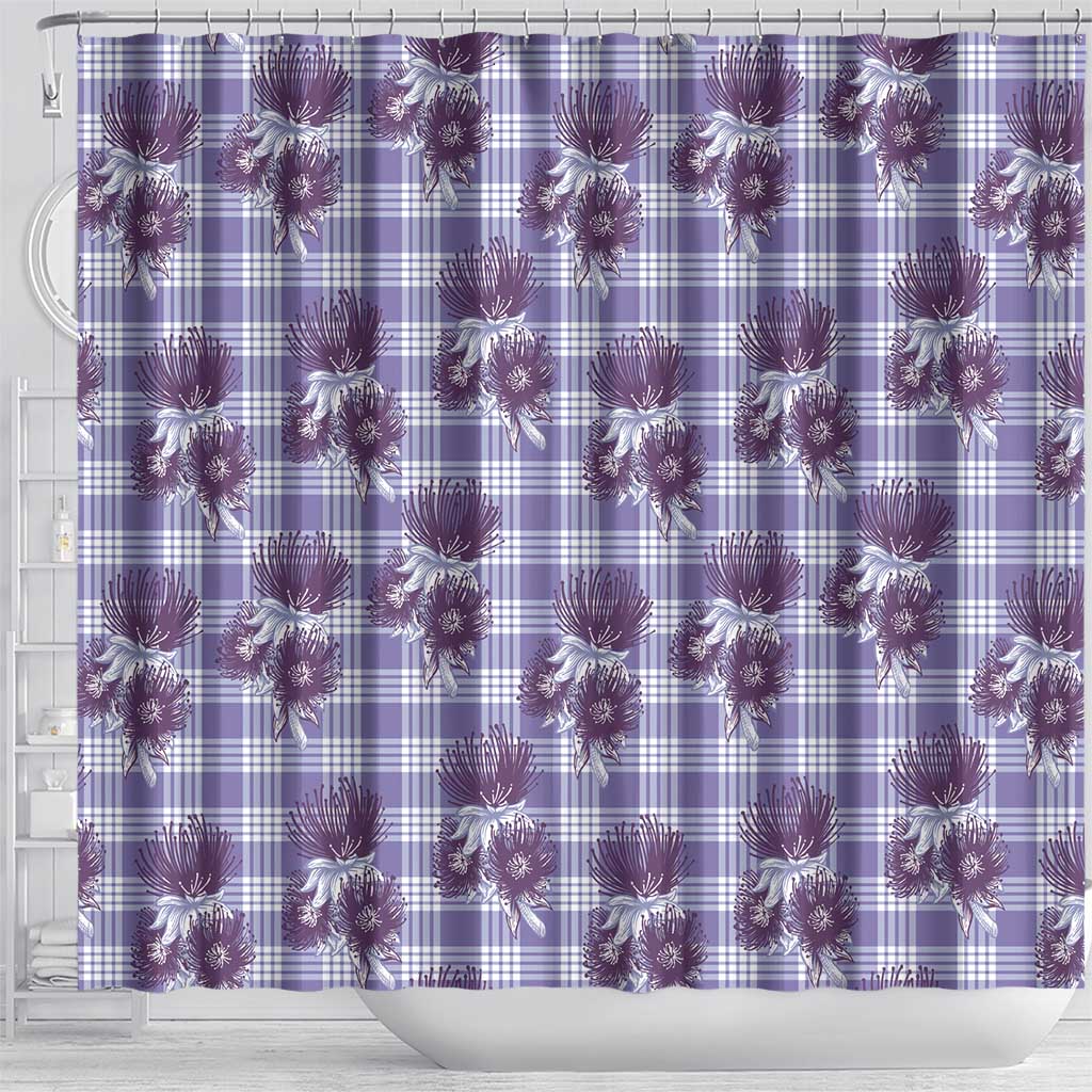Purple Palaka Hawaii Shower Curtain Hawaiian Lehua Blossoms LT05 - Polynesian Pride