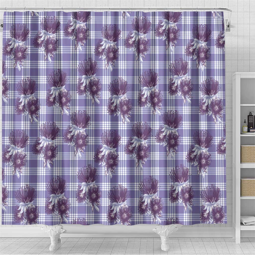Purple Palaka Hawaii Shower Curtain Hawaiian Lehua Blossoms LT05 - Polynesian Pride