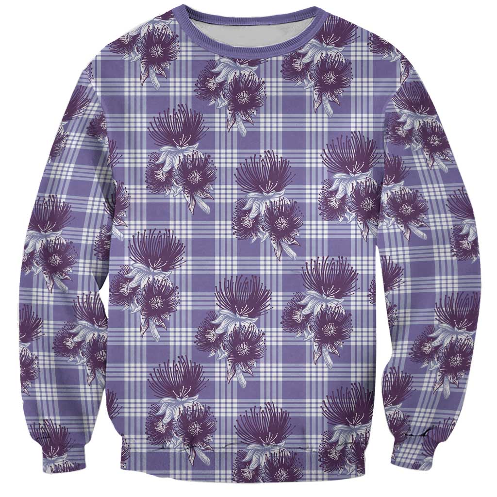Purple Palaka Hawaii Sweatshirt Hawaiian Lehua Blossoms LT05 Unisex Purple - Polynesian Pride