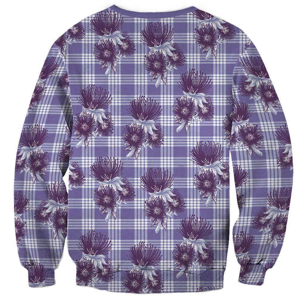 Purple Palaka Hawaii Sweatshirt Hawaiian Lehua Blossoms LT05 - Polynesian Pride