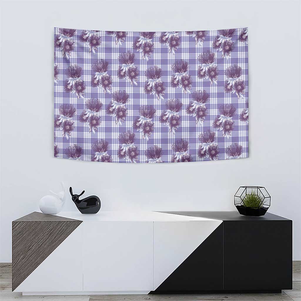 Purple Palaka Hawaii Tapestry Hawaiian Lehua Blossoms LT05 - Polynesian Pride