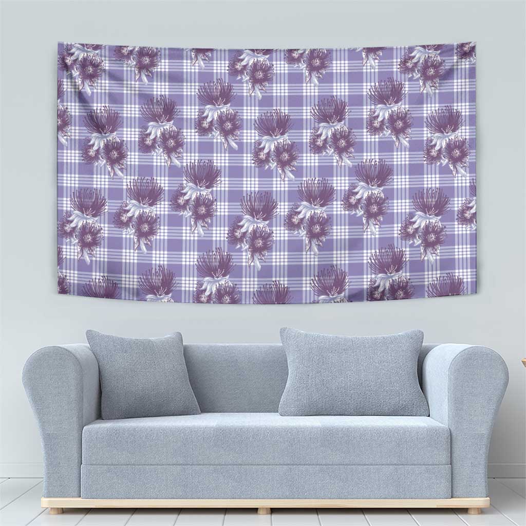 Purple Palaka Hawaii Tapestry Hawaiian Lehua Blossoms LT05 - Polynesian Pride