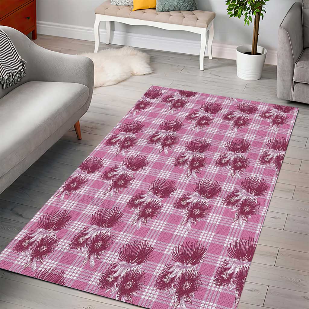 Pink Palaka Hawaii Area Rug Hawaiian Lehua Blossoms LT05 - Polynesian Pride