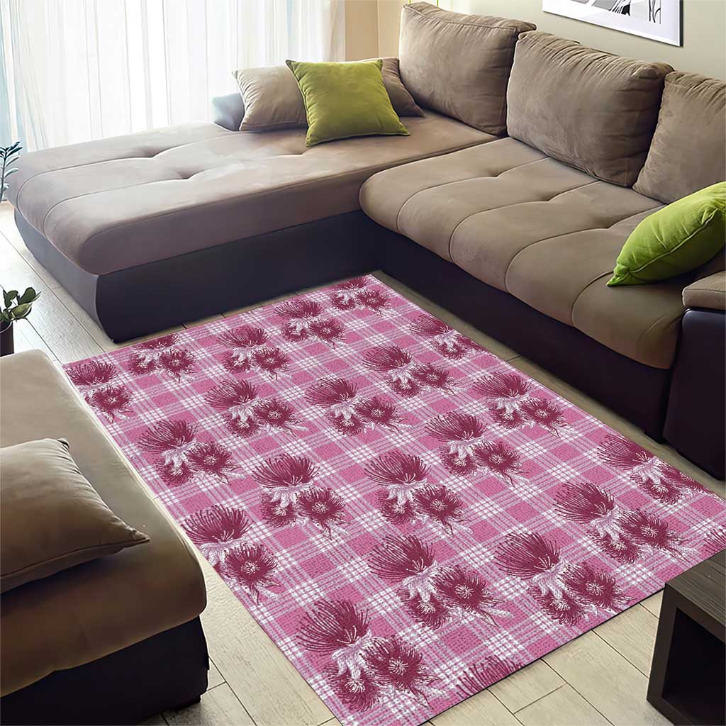 Pink Palaka Hawaii Area Rug Hawaiian Lehua Blossoms LT05 - Polynesian Pride