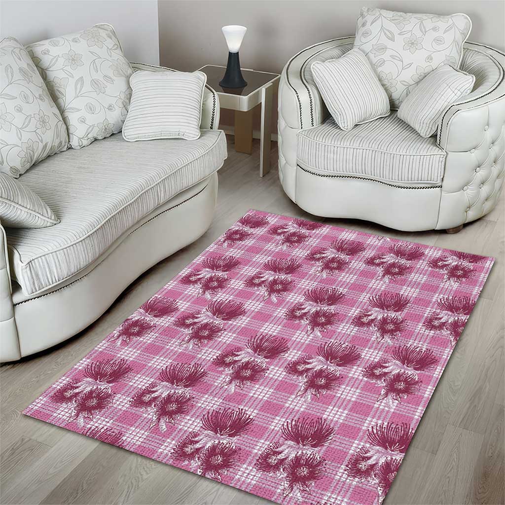 Pink Palaka Hawaii Area Rug Hawaiian Lehua Blossoms LT05 - Polynesian Pride