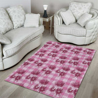 Pink Palaka Hawaii Area Rug Hawaiian Lehua Blossoms LT05 - Polynesian Pride