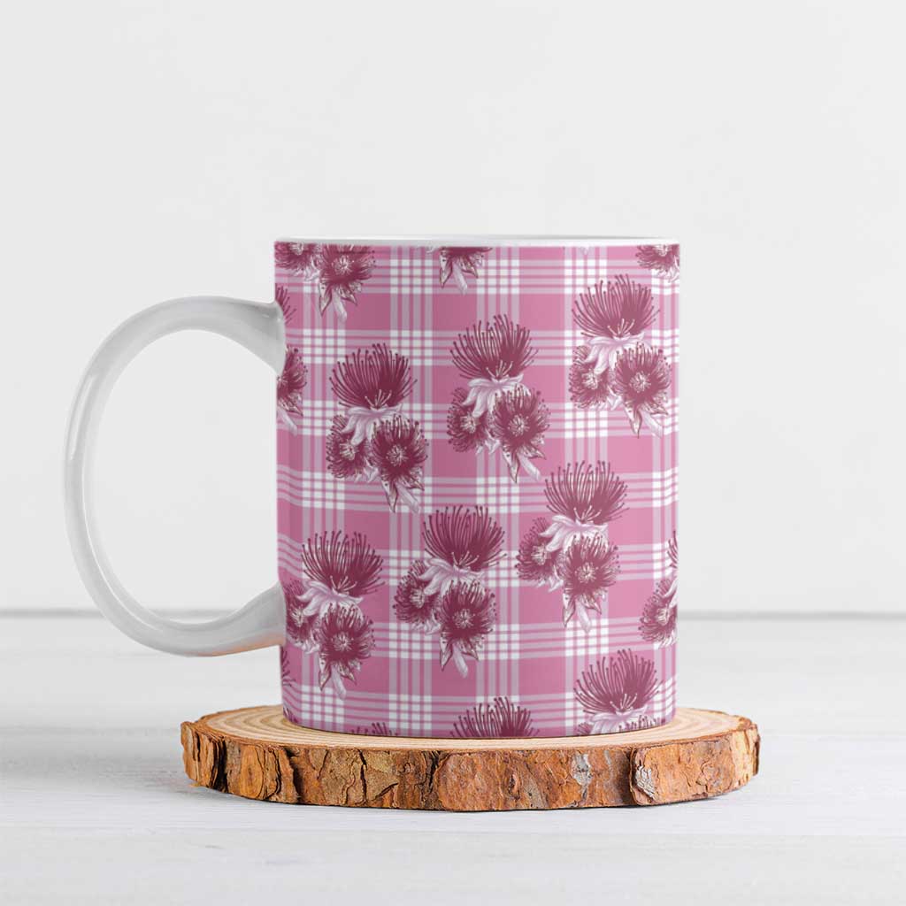 Pink Palaka Hawaii Ceramic Mug Hawaiian Lehua Blossoms LT05 Pink - Polynesian Pride