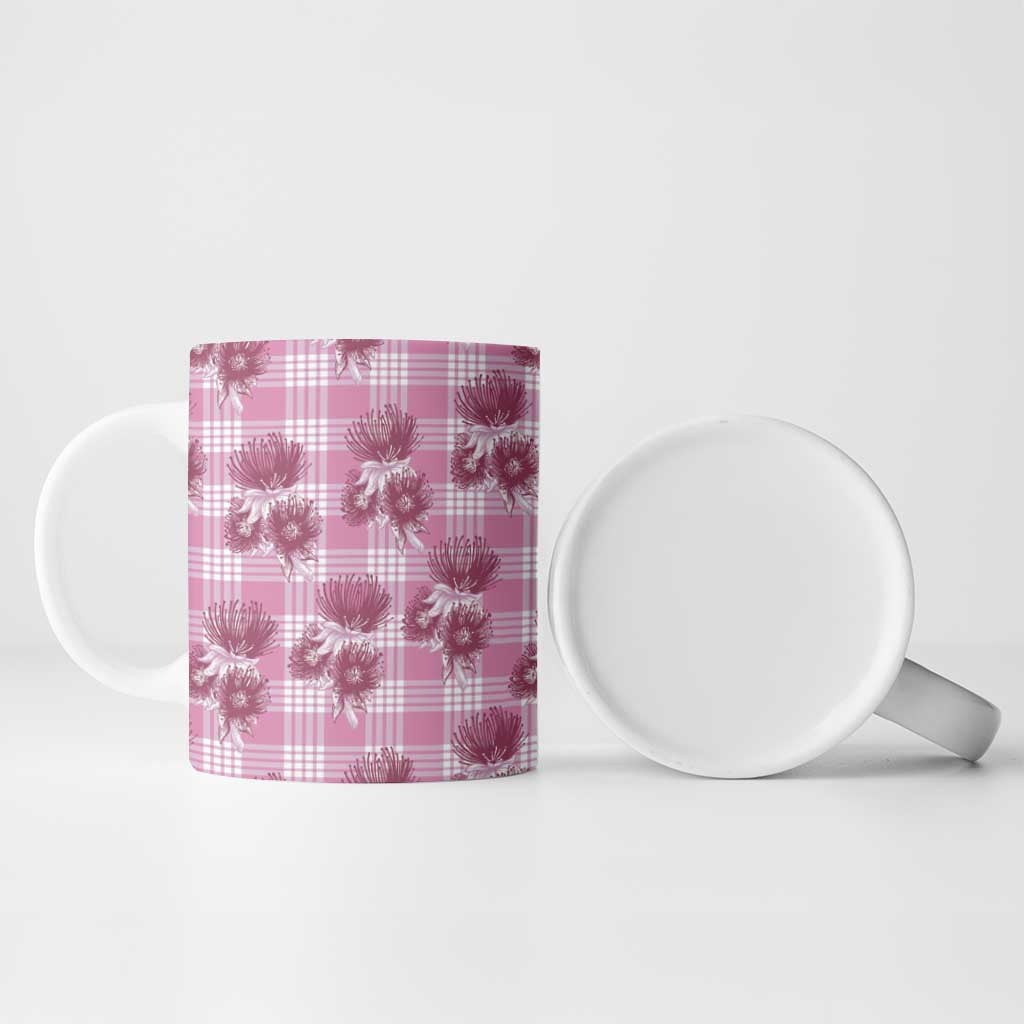 Pink Palaka Hawaii Ceramic Mug Hawaiian Lehua Blossoms LT05 - Polynesian Pride