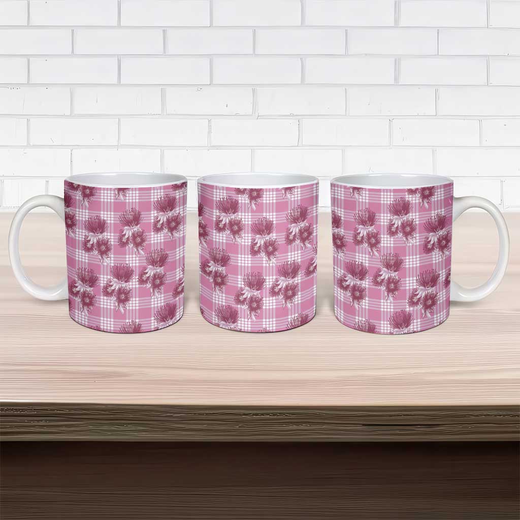Pink Palaka Hawaii Ceramic Mug Hawaiian Lehua Blossoms LT05 - Polynesian Pride