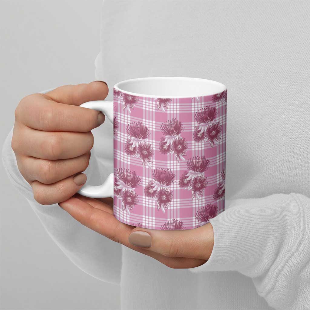 Pink Palaka Hawaii Ceramic Mug Hawaiian Lehua Blossoms LT05 - Polynesian Pride