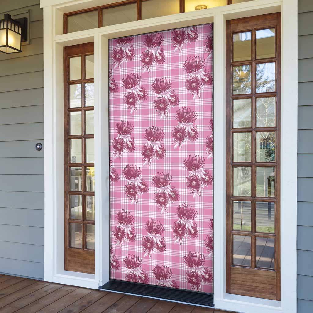 Pink Palaka Hawaii Door Cover Hawaiian Lehua Blossoms LT05 - Polynesian Pride