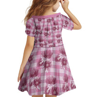 Pink Palaka Hawaii Kid Short Sleeve Dress Hawaiian Lehua Blossoms LT05 - Polynesian Pride