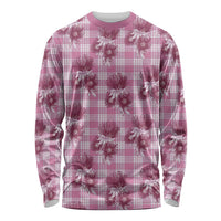 Pink Palaka Hawaii Long Sleeve Shirt Hawaiian Lehua Blossoms LT05 Unisex Pink - Polynesian Pride