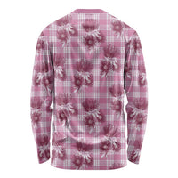 Pink Palaka Hawaii Long Sleeve Shirt Hawaiian Lehua Blossoms LT05 - Polynesian Pride