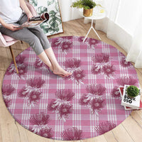 Pink Palaka Hawaii Round Carpet Hawaiian Lehua Blossoms LT05 - Polynesian Pride
