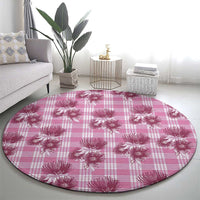 Pink Palaka Hawaii Round Carpet Hawaiian Lehua Blossoms LT05 - Polynesian Pride