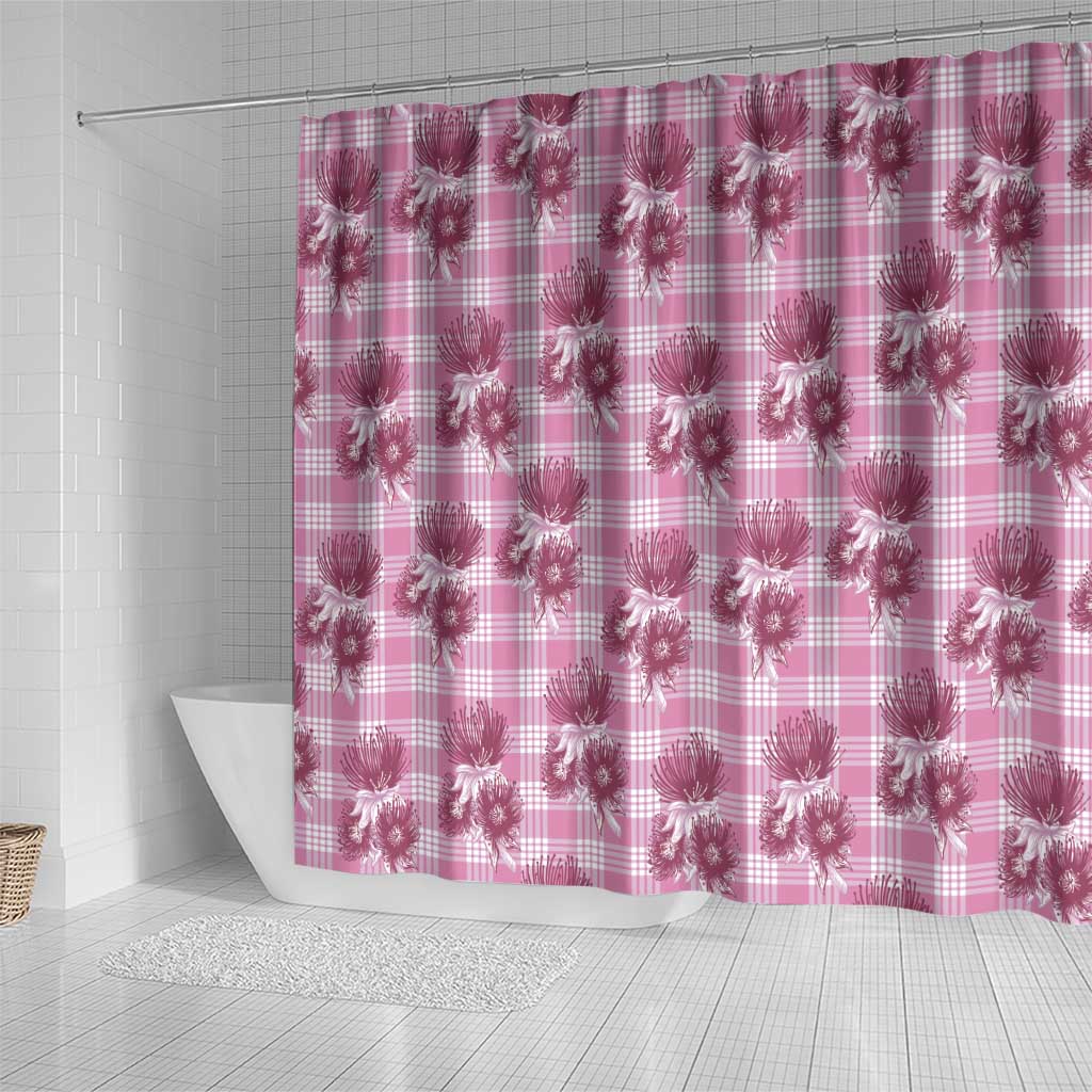 Pink Palaka Hawaii Shower Curtain Hawaiian Lehua Blossoms LT05 - Polynesian Pride