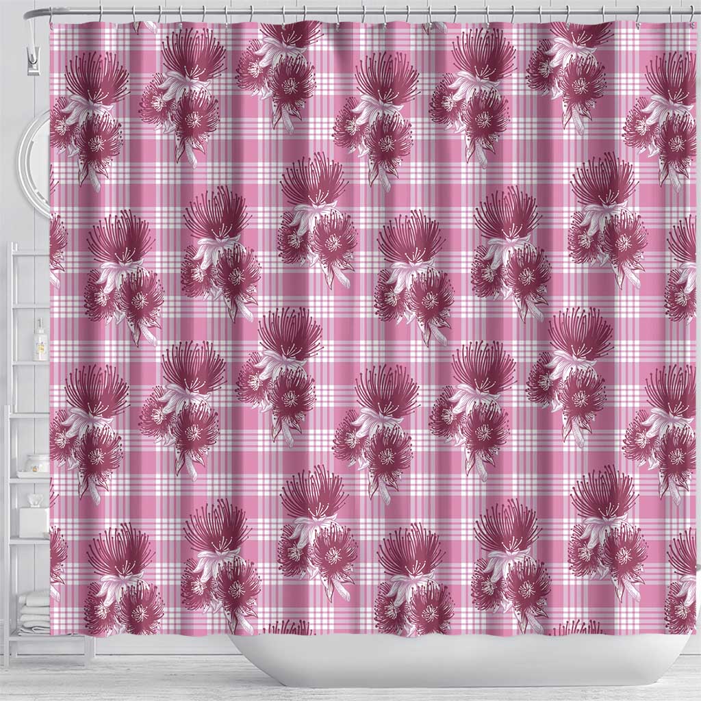 Pink Palaka Hawaii Shower Curtain Hawaiian Lehua Blossoms LT05 - Polynesian Pride
