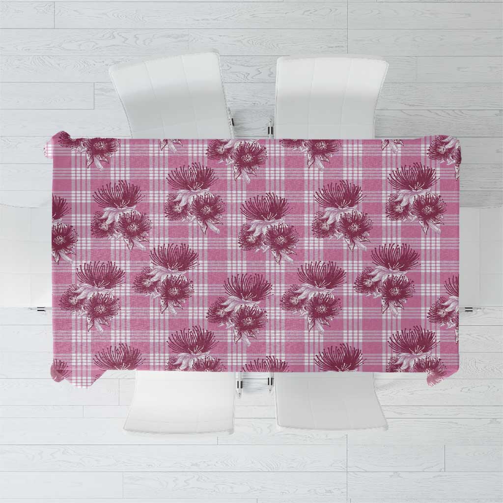 Pink Palaka Hawaii Tablecloth Hawaiian Lehua Blossoms LT05 Pink - Polynesian Pride