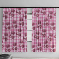 Pink Palaka Hawaii Window Curtain Hawaiian Lehua Blossoms LT05 With Hooks Pink - Polynesian Pride