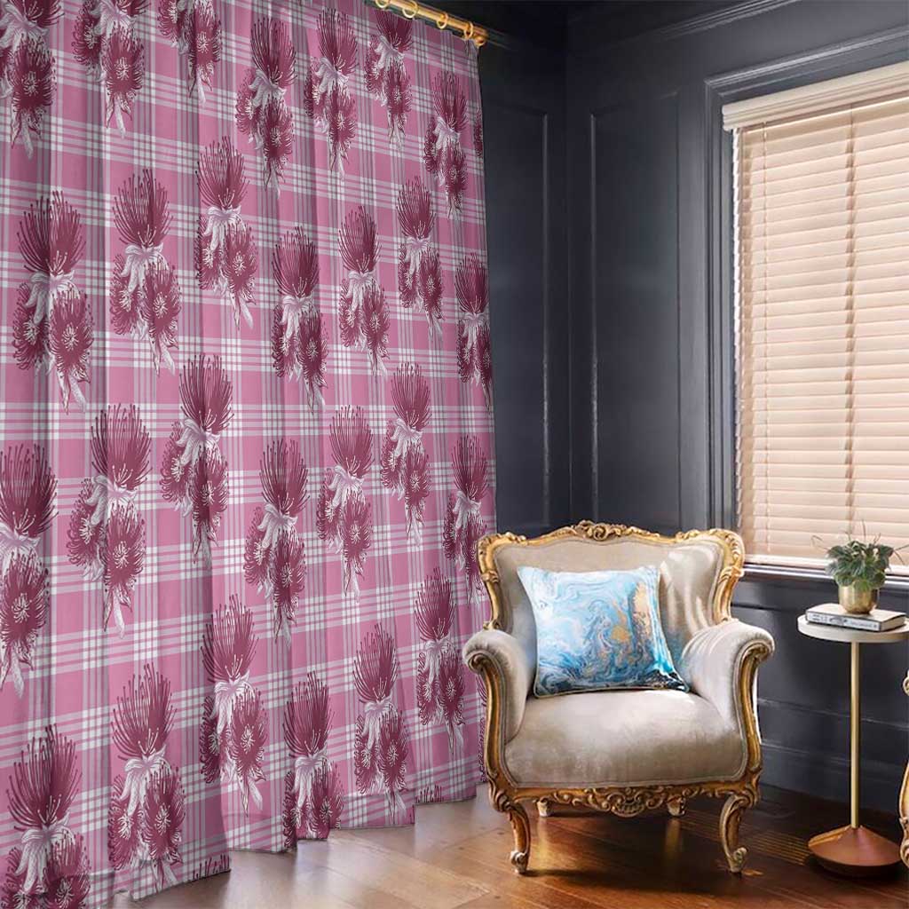 Pink Palaka Hawaii Window Curtain Hawaiian Lehua Blossoms LT05 - Polynesian Pride