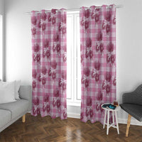 Pink Palaka Hawaii Window Curtain Hawaiian Lehua Blossoms LT05 With Grommets Pink - Polynesian Pride