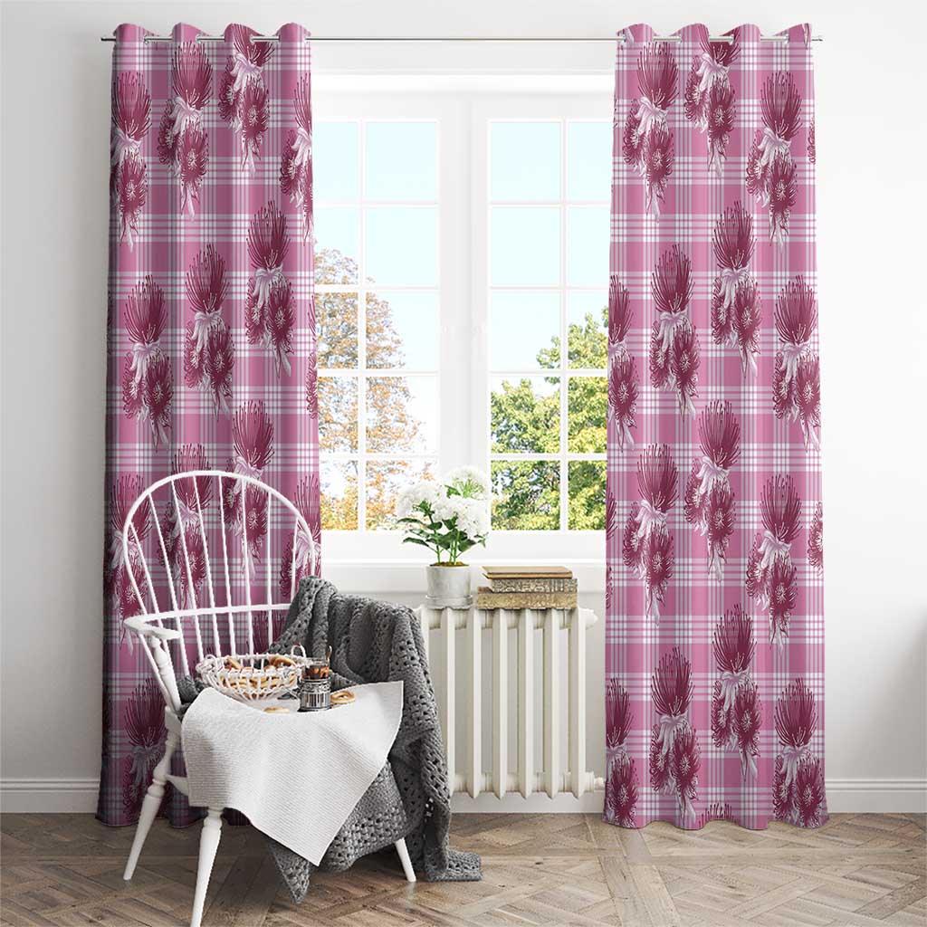 Pink Palaka Hawaii Window Curtain Hawaiian Lehua Blossoms LT05 - Polynesian Pride