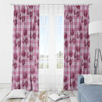 Pink Palaka Hawaii Window Curtain Hawaiian Lehua Blossoms LT05 - Polynesian Pride