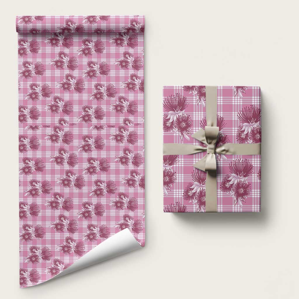 Pink Palaka Hawaii Wrapping Paper Hawaiian Lehua Blossoms LT05 58" × 23" Pink - Polynesian Pride