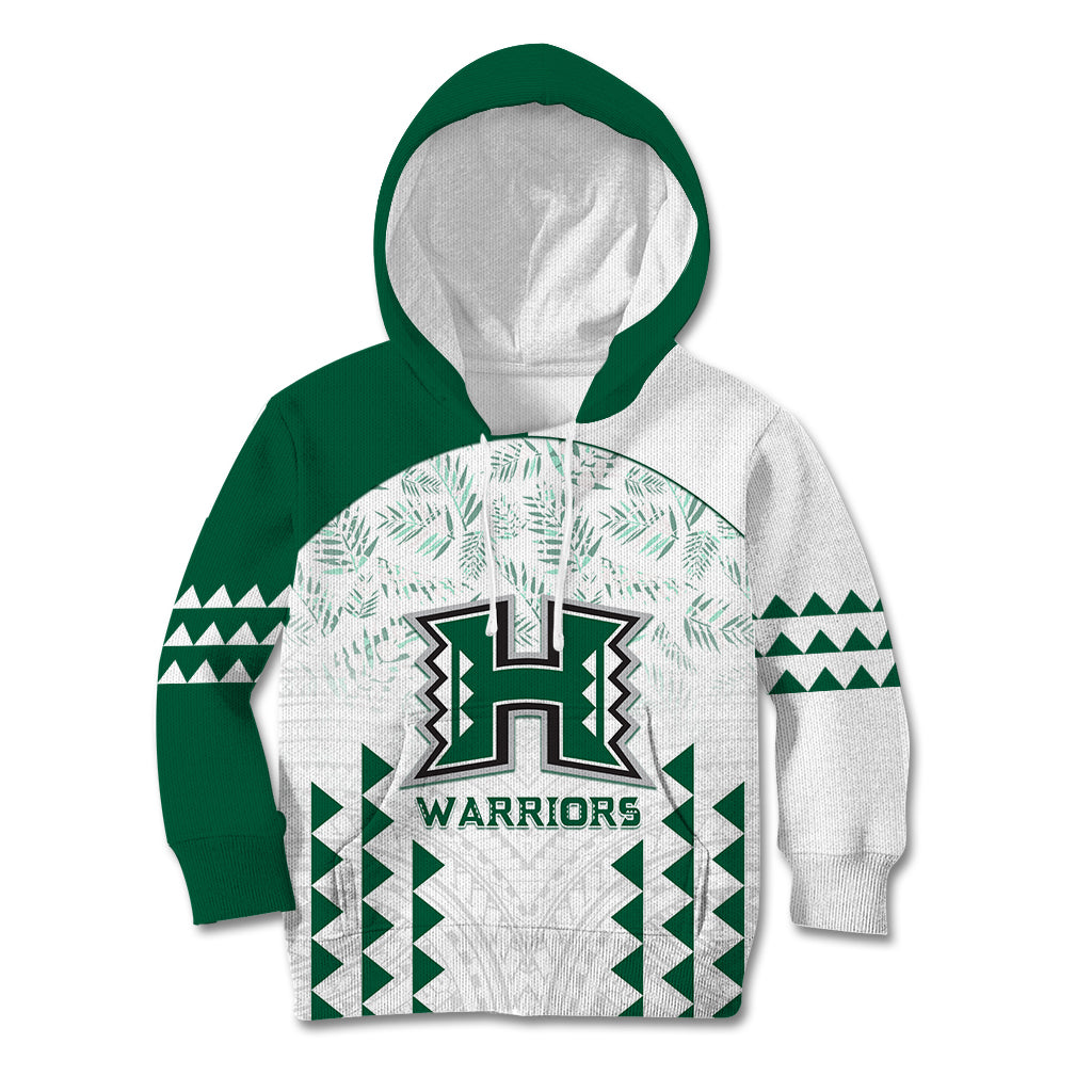 Custom Hawaii Football Kid Hoodie Rainbow Warriors Kakau Pattern LT05 Hoodie White - Polynesian Pride