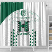 Custom Hawaii Football Shower Curtain Rainbow Warriors Kakau Pattern LT05 - Polynesian Pride