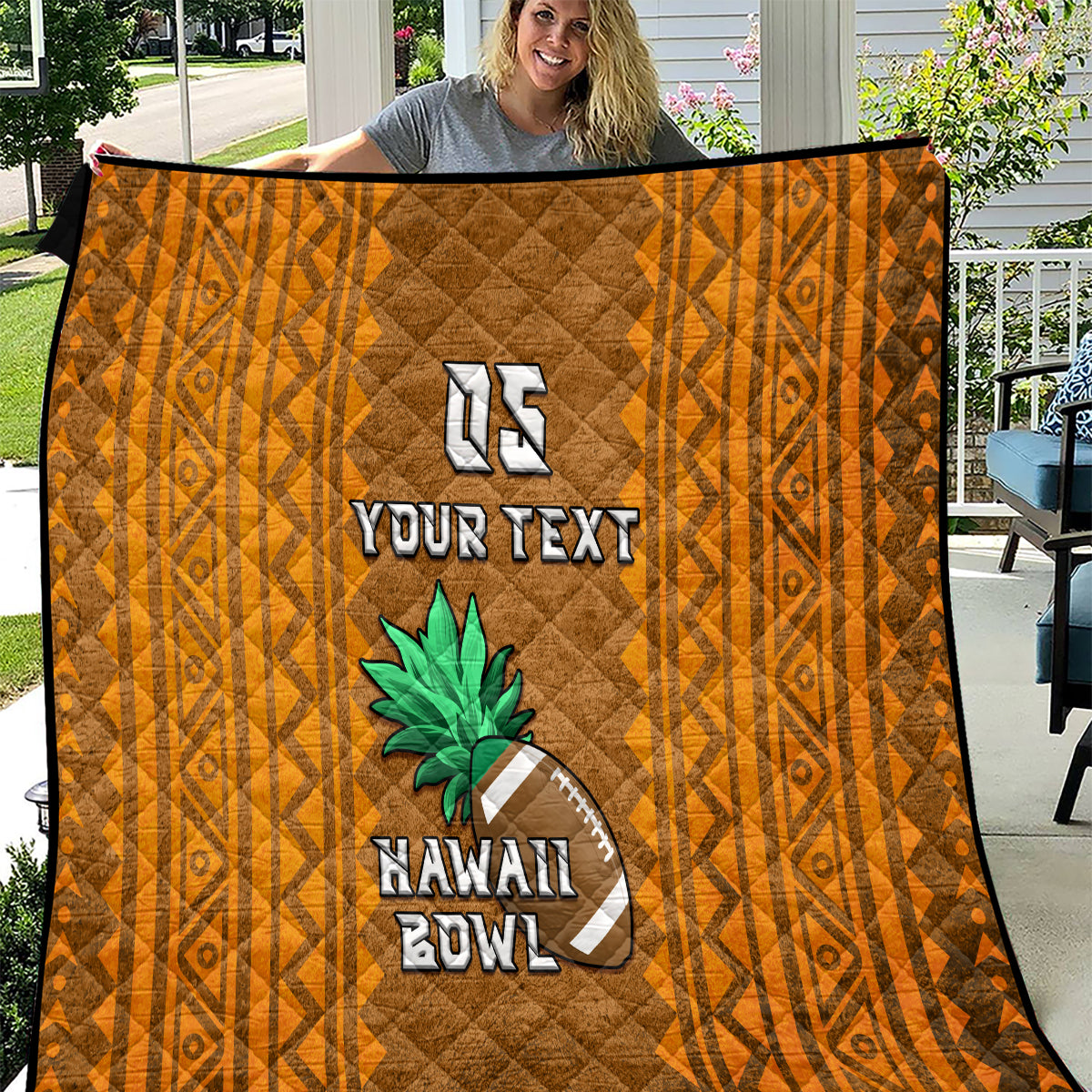 Custom Hawaii Honolulu Football Bowl Quilt Simple Style LT05 Brown - Polynesian Pride