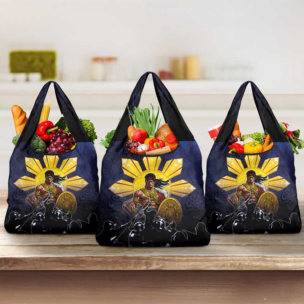 Philippines The First Hero Grocery Bag Lapu Lapu Know Your Roots LT05 3-pack One Size Navy - Polynesian Pride