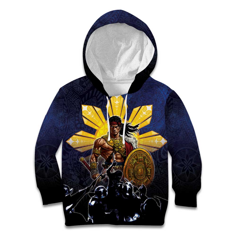 Philippines The First Hero Kid Hoodie Lapu Lapu Know Your Roots LT05 Hoodie Navy - Polynesian Pride
