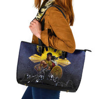 Philippines The First Hero Leather Tote Bag Lapu Lapu Know Your Roots LT05 Navy - Polynesian Pride