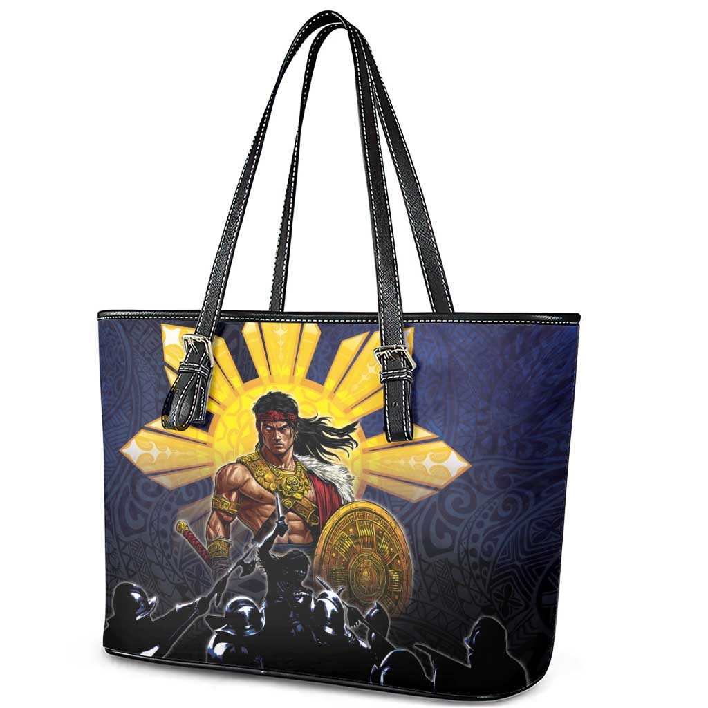 Philippines The First Hero Leather Tote Bag Lapu Lapu Know Your Roots LT05 - Polynesian Pride
